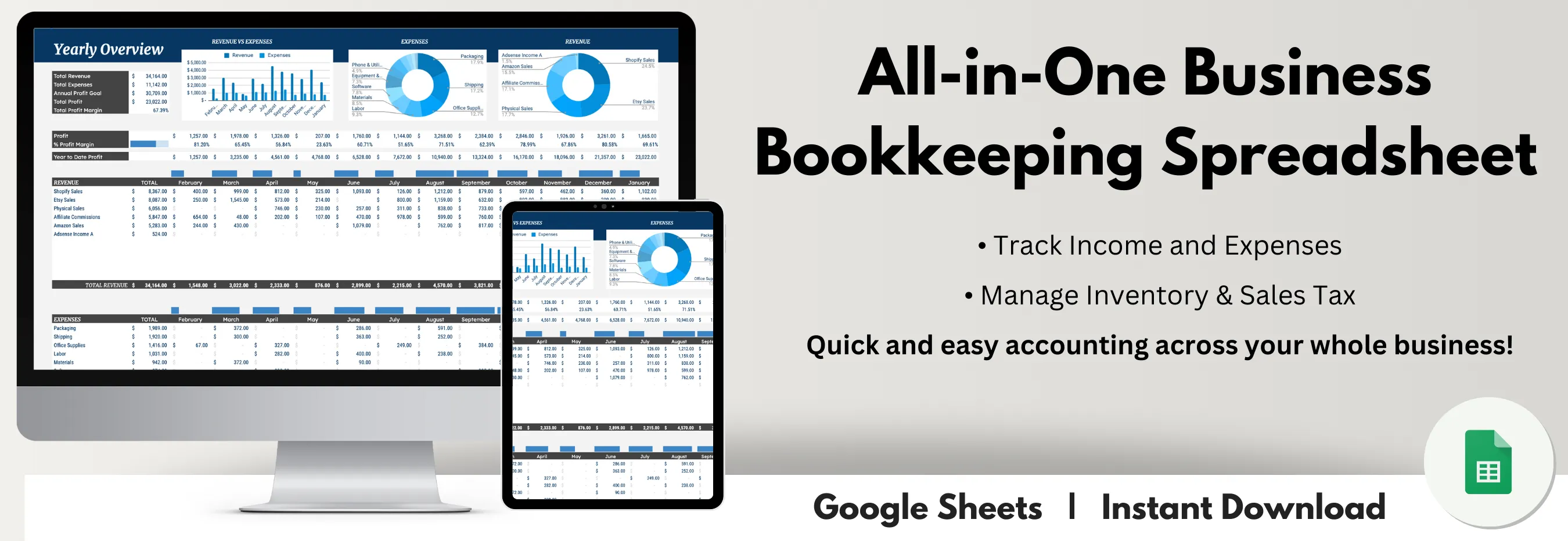 All-In-One Business Bookkeeping Template for Google Sheets